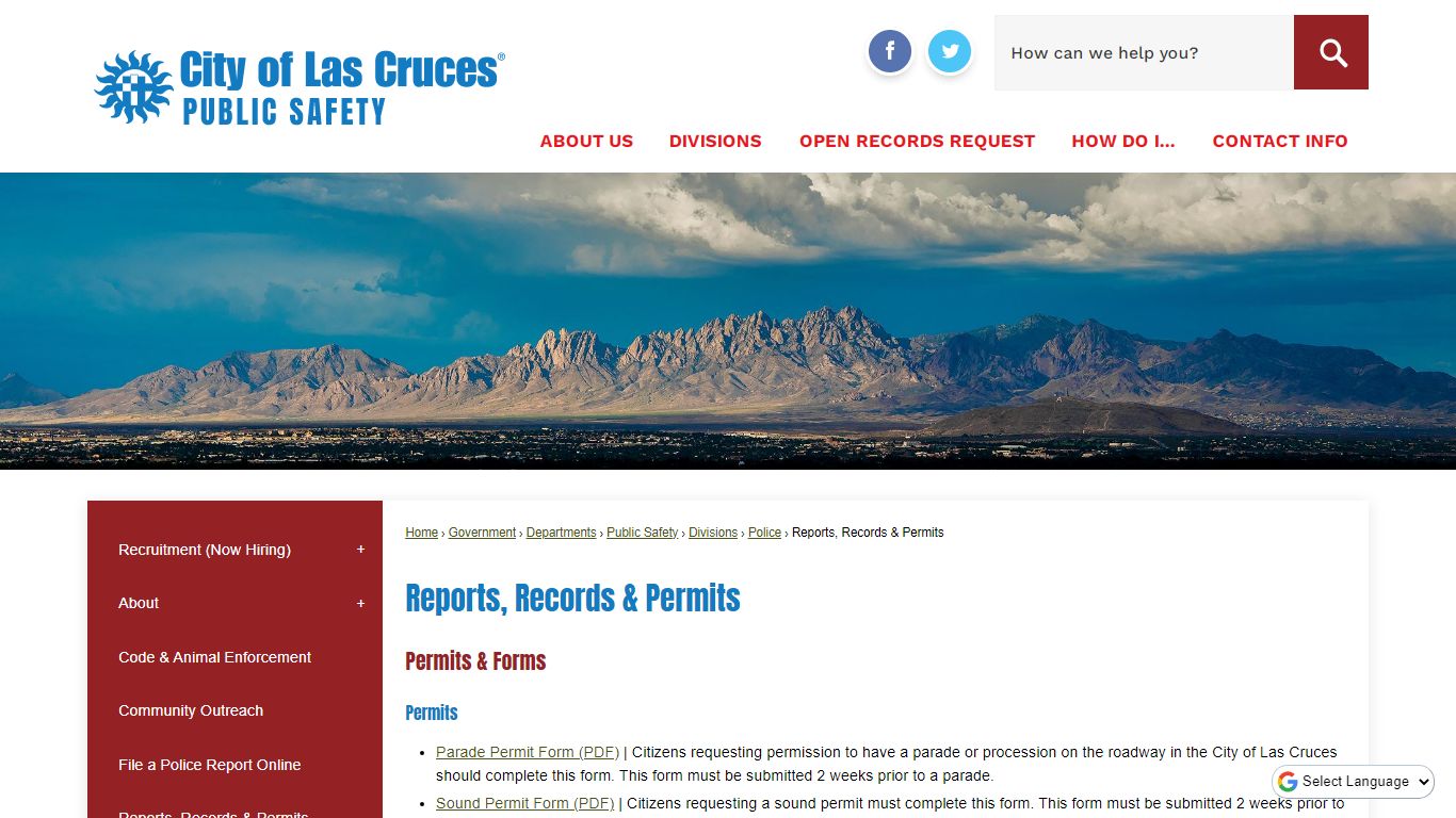 Reports, Records & Permits | Las Cruces, NM